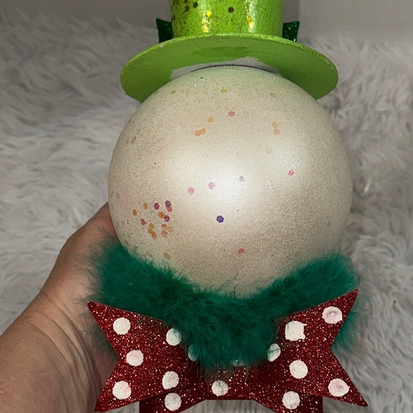 Festive Snowman Ornament Mistletoe Hat Polka Dot Bow Oversized Decor Pier One - Picture 13 of 15
